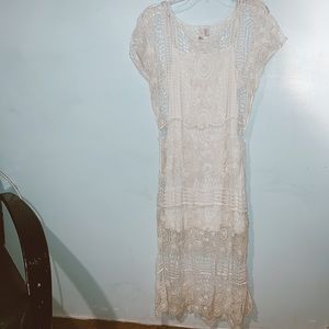 Crochet maxi off white/cream color dress